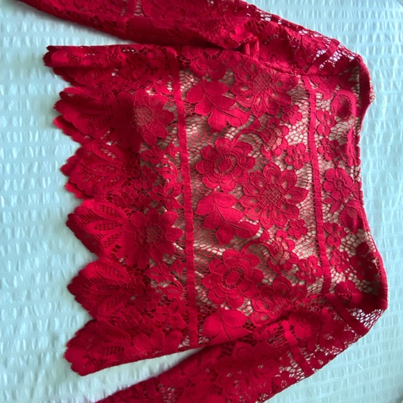 Red Lace 2 Piece Set For Love & Lemons Small - Picture 9 of 12
